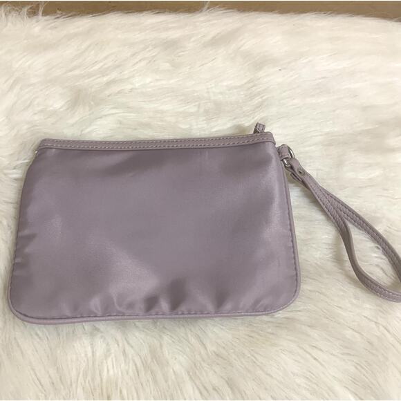 RACHEL ZOE Grayish Lavender 9" Nylon Pouch Clutch Wristlet Purse Travel Bag - Picture 7 of 10
